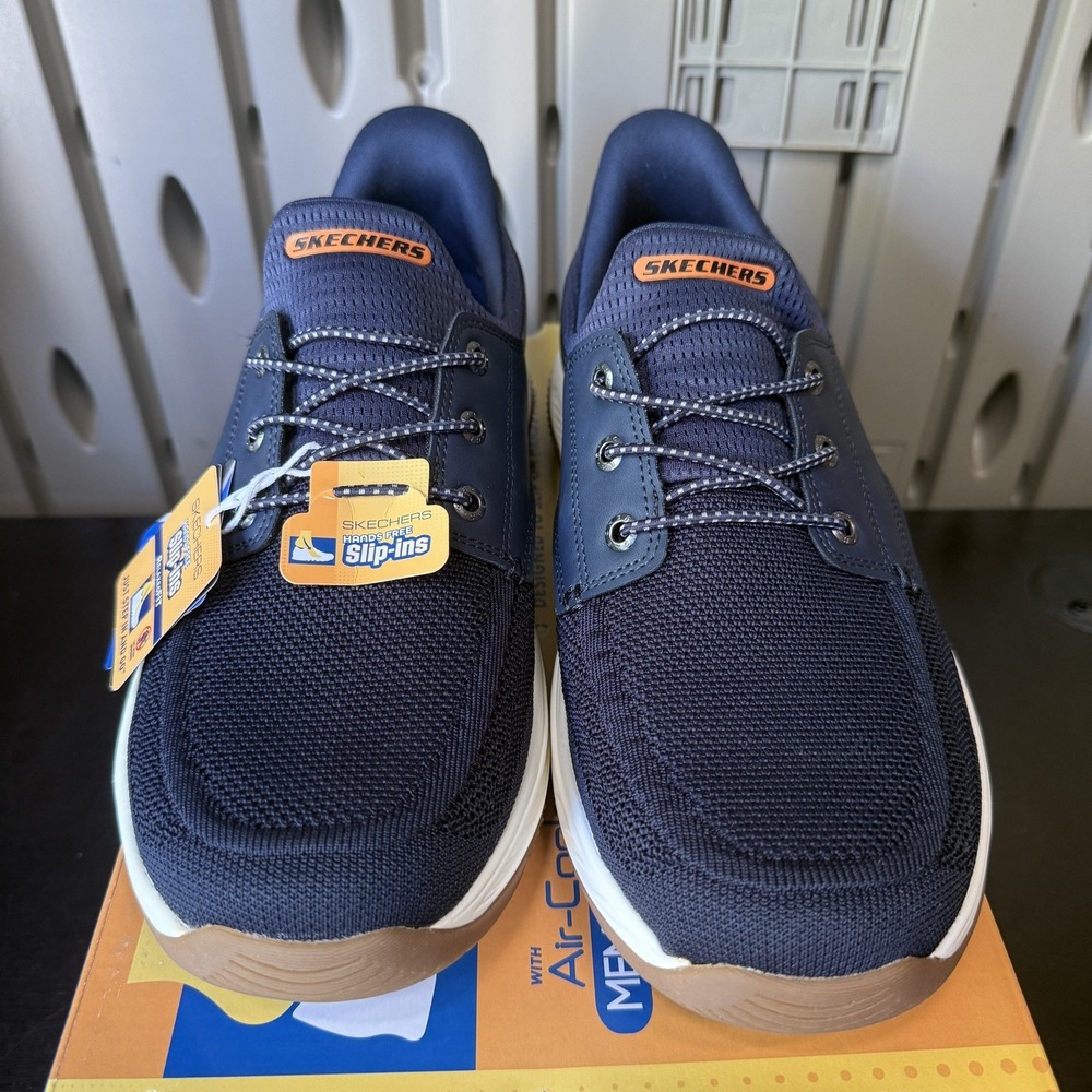 Skechers Shoes Mens 11.5 Navy Blue Meroe Alden Slip On Goodyear Soles 205467/NVY - Picture 5 of 9